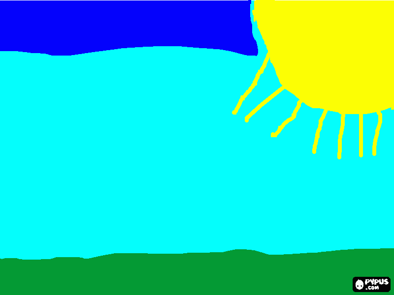 Mooie tekening landschap met zon kleurplaat