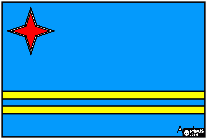 aruba vlag kleurplaat