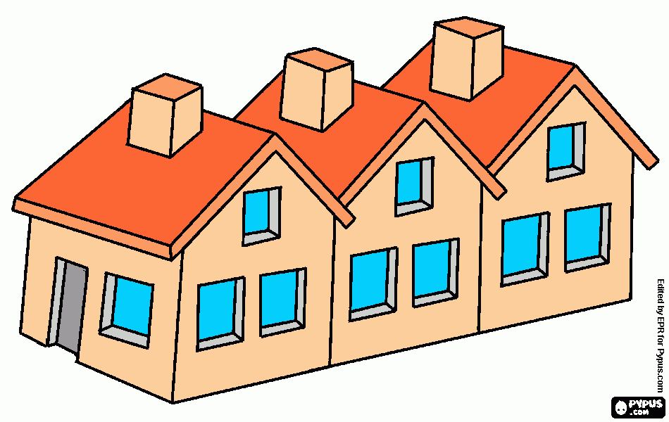 bakstenen huizen kleurplaat