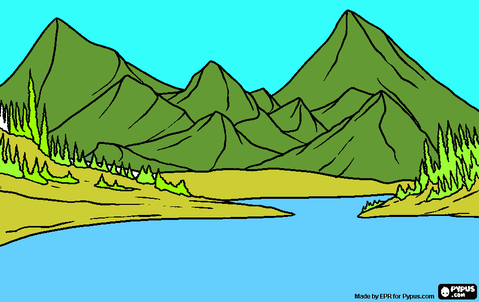 Berglandschap kleurplaat