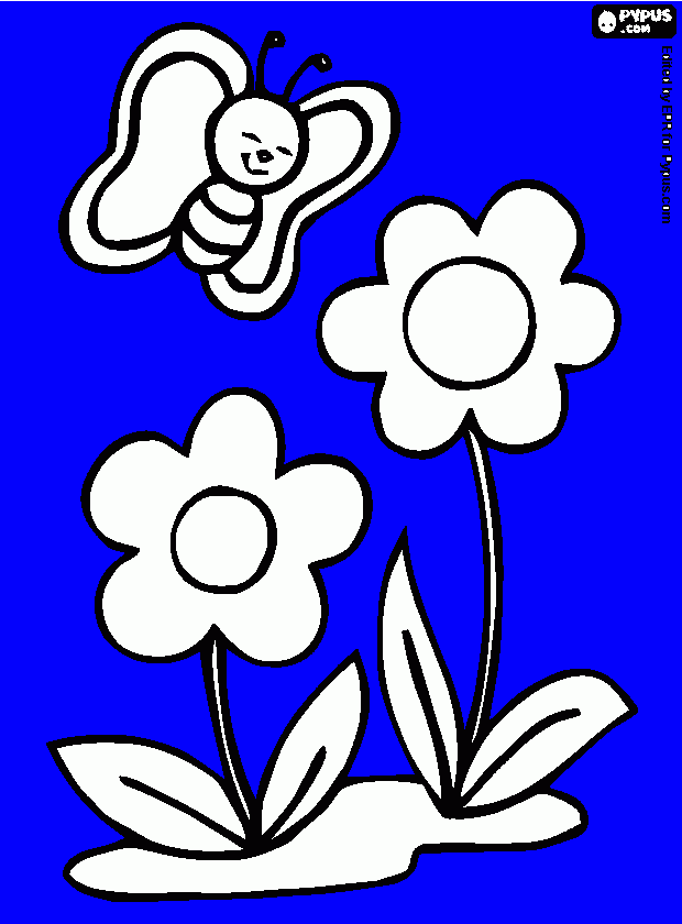 bloemen voor vlinder kleurplaat