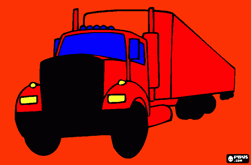 camion met remorque kleurplaat