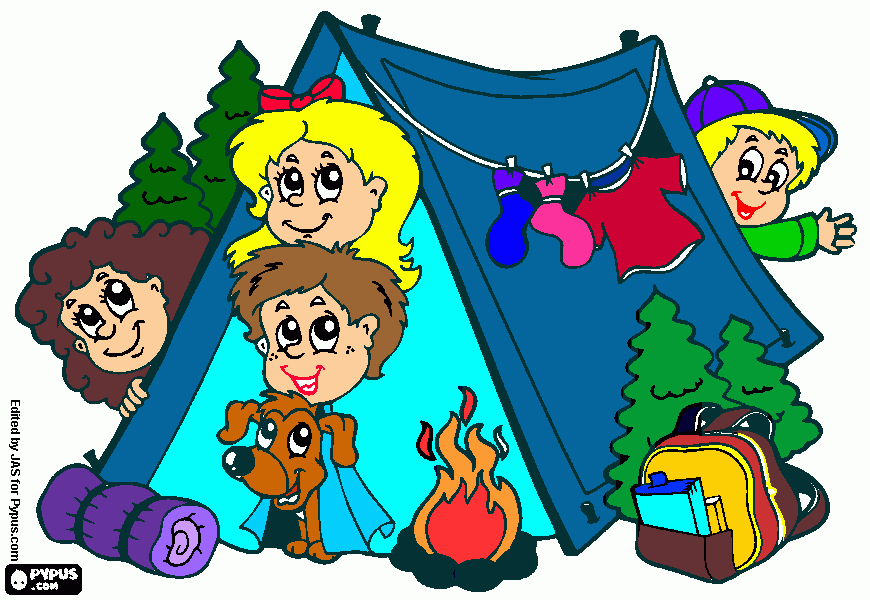 camping kleurplaat