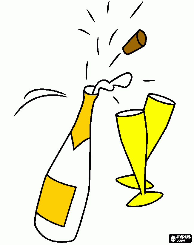 champagnefles kleurplaat