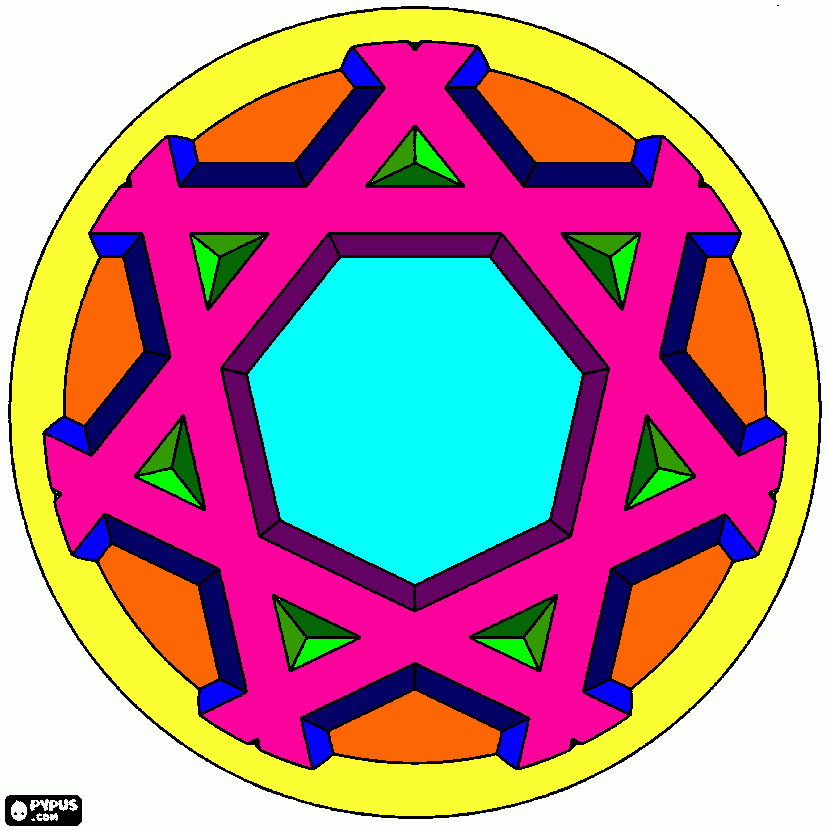 Digitaal ingekleurde mandala kleurplaat