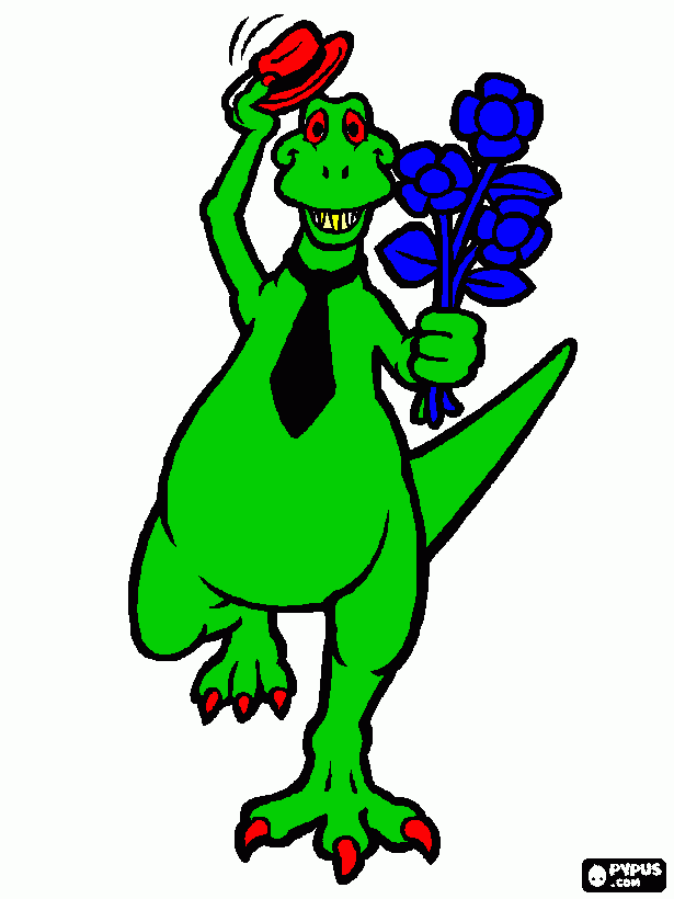 Dino bloem - T-rex kleurplaat