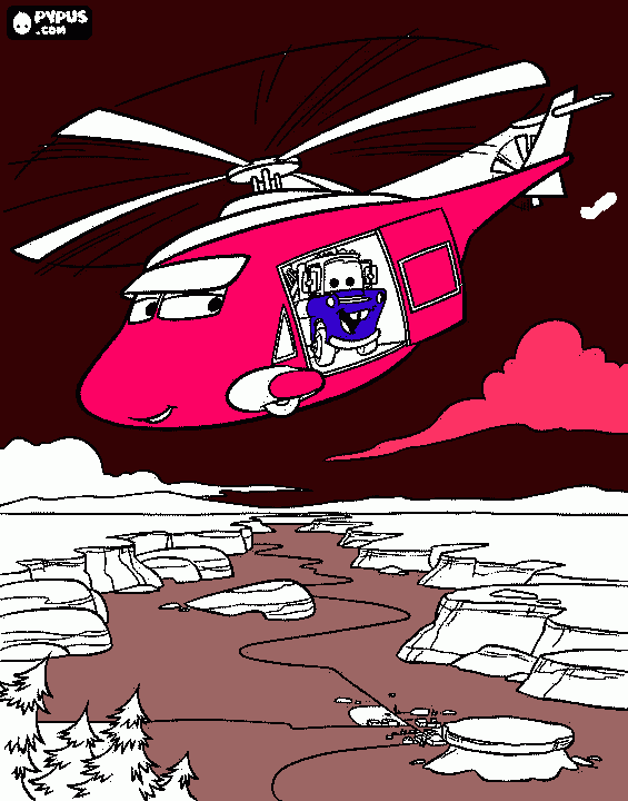 Dinoco helikopter en Takel kleurplaat