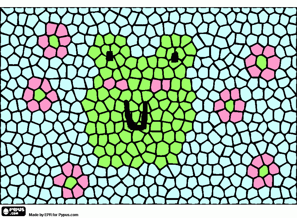 een kikker gezicht mozaiek kleurplaat