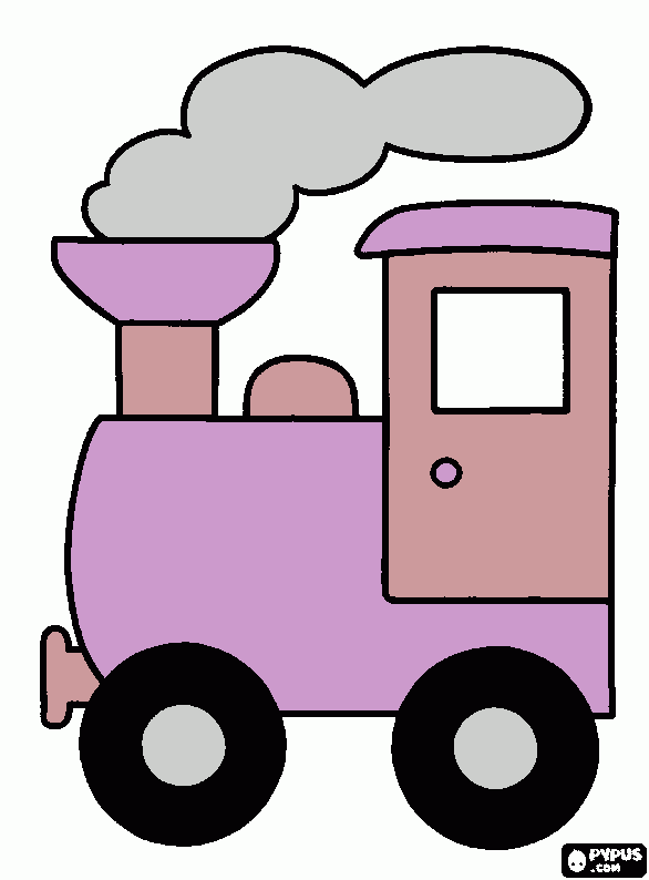 een paarse stoomtrein kleurplaat