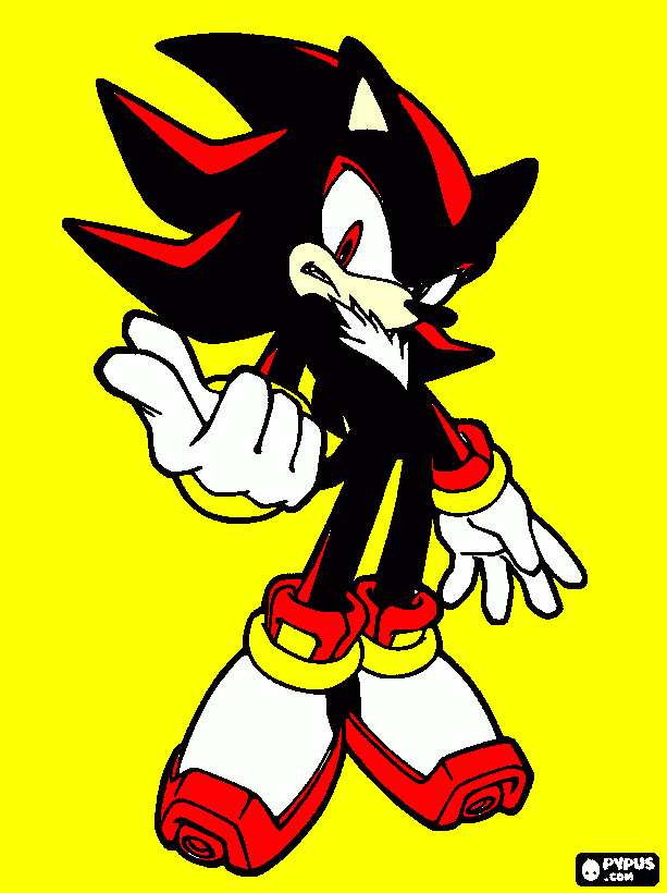 een tekening van Shadow the hedgehog kleurplaat