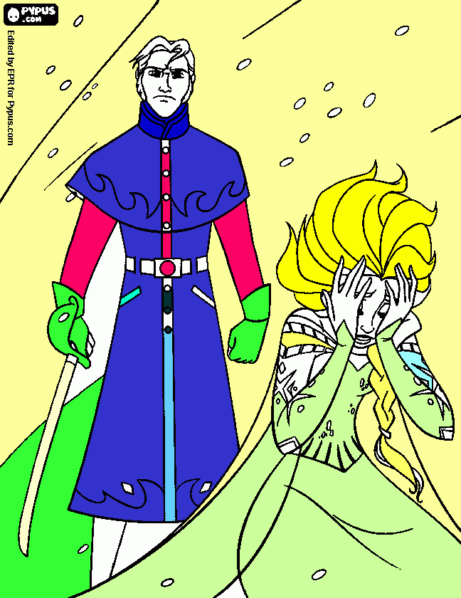 Elsa en stoute ridder kleurplaat