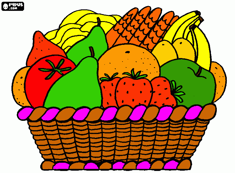 fruitmand  kleurplaat