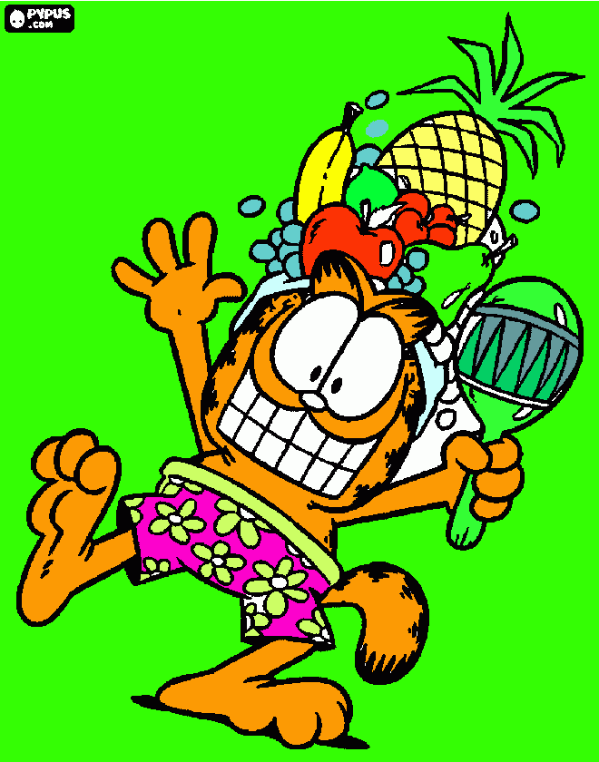 garfield  danst de samba kleurplaat