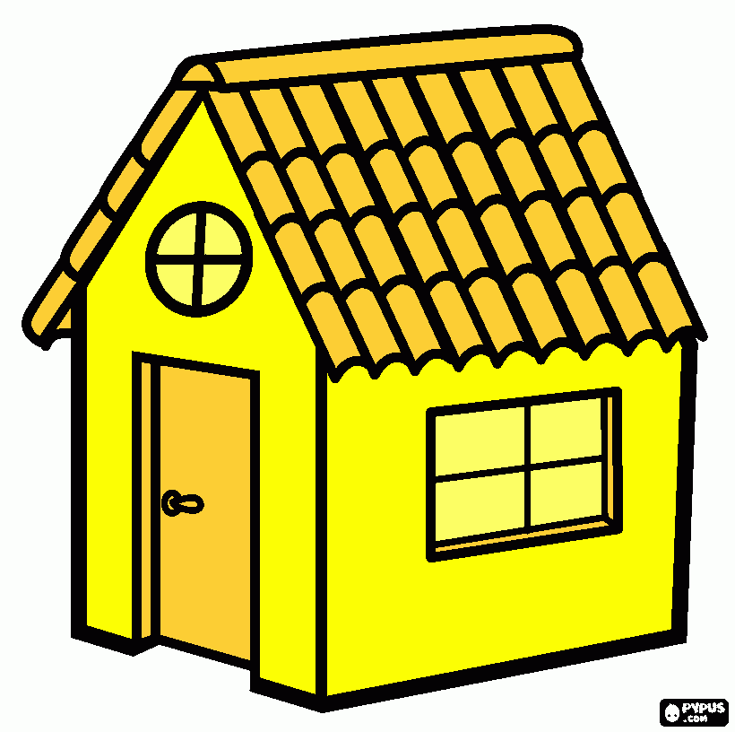 geel huis kleurplaat