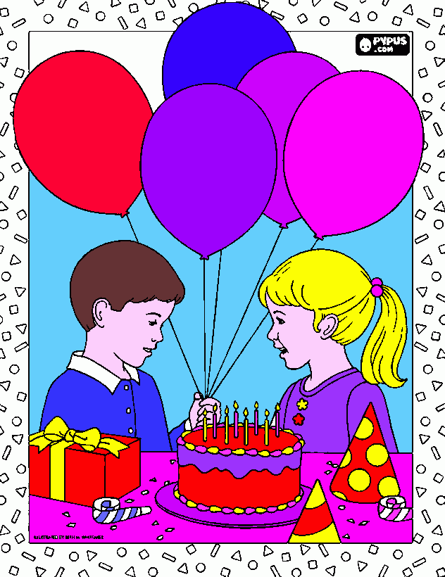 Gelukkige verjaardag Bonne annee Happy Birthday Buenos compleaños kleurplaat