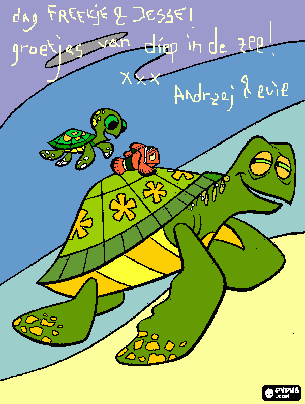 groetjes van diep in de zee!! kleurplaat