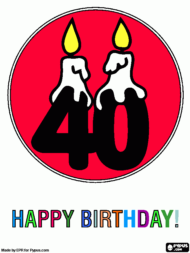 hoera 40 jaar kleurplaat