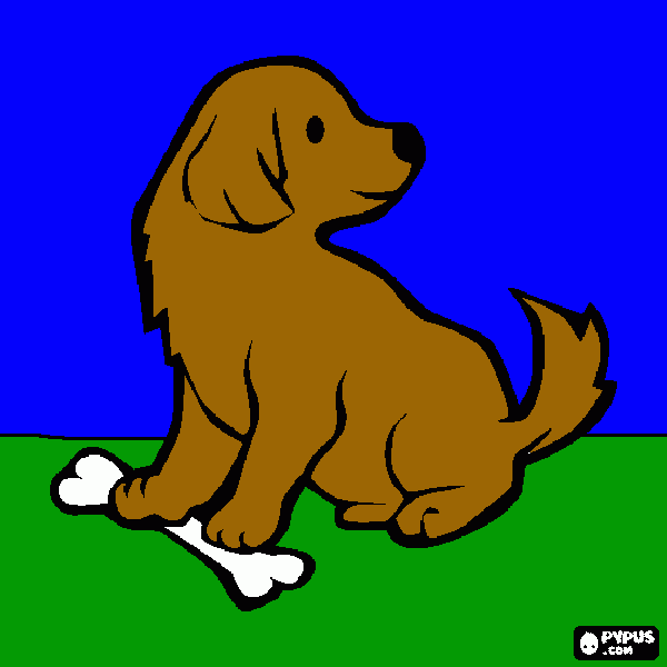 Hond met bot kleurplaat