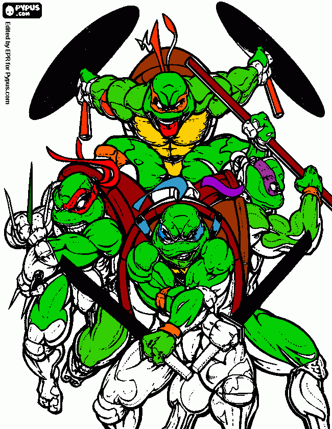 ingekleurde Ninja Turtles Rik kleurplaat