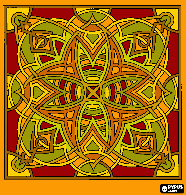 keltische retromandala kleurplaat