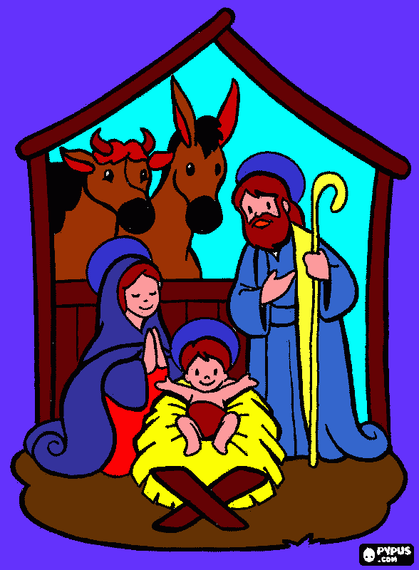 Kerstmis - Jezus in het kribbeke kleurplaat