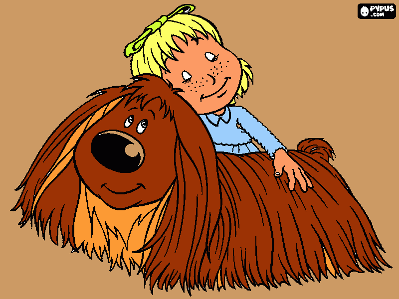 kind met hond  kleurplaat