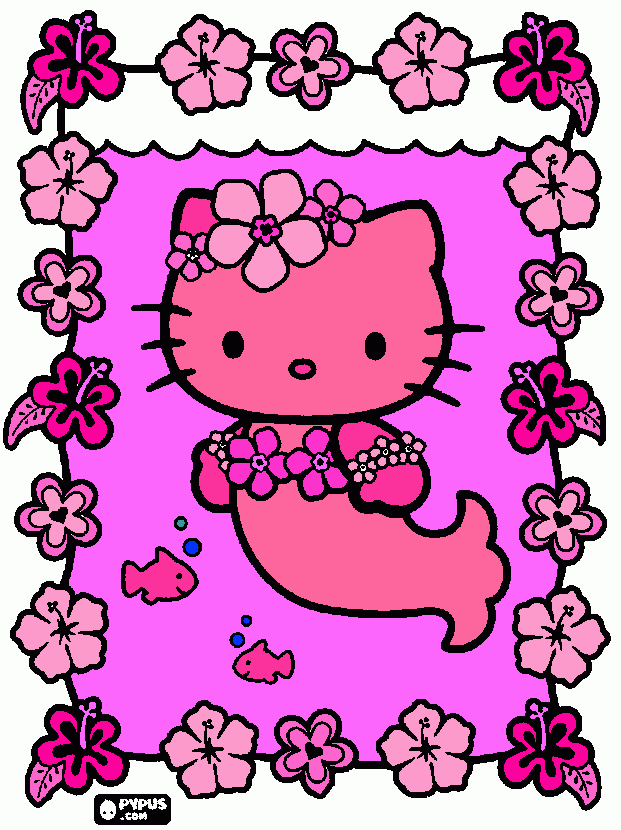 kitty mauw zeemeermin kleurplaat