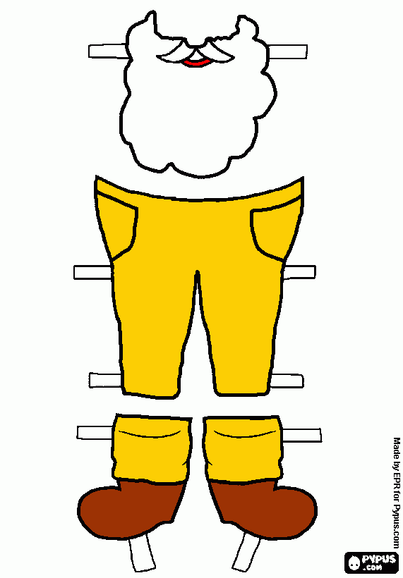 kledij 2 kerstman geel kleurplaat