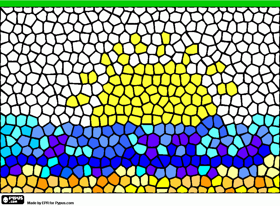mozaiek zon zee strand kleurplaat