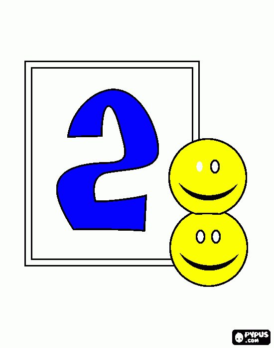 nummer 2 kleurplaat