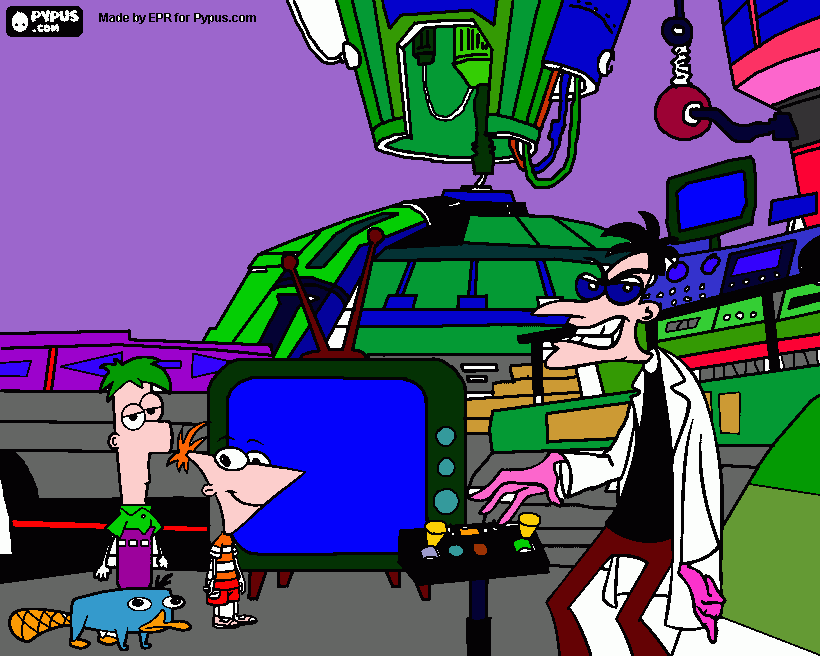 Phineas en Ferb tekening voor Andreas kleurplaat