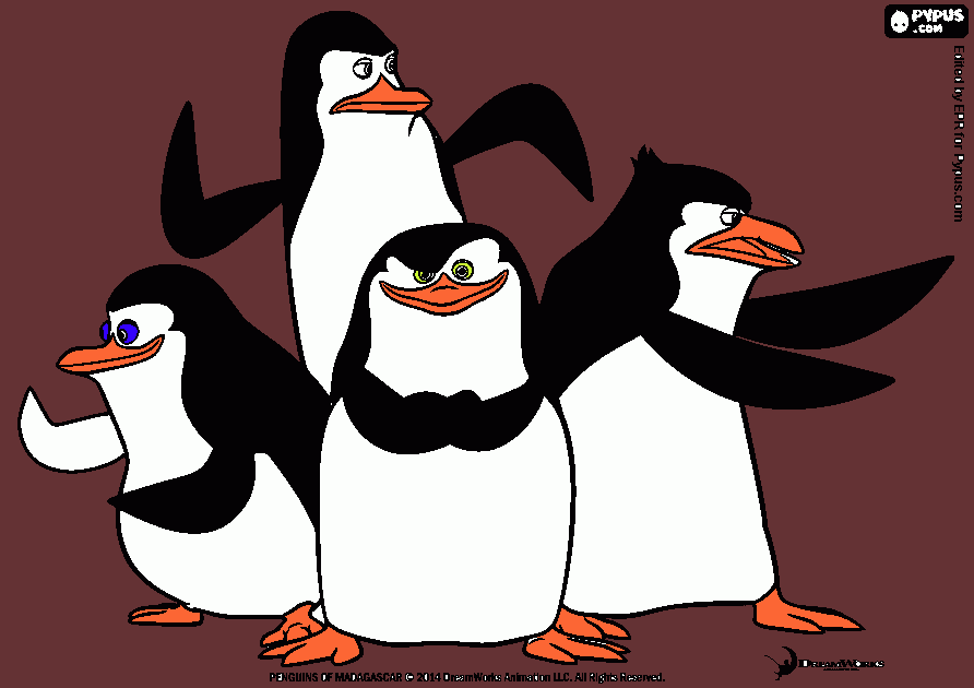 pinguins in actie kleurplaat