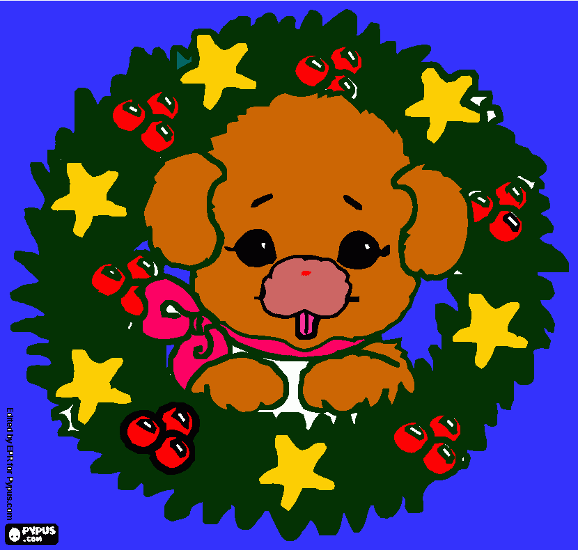 puppie kerst kleurplaat