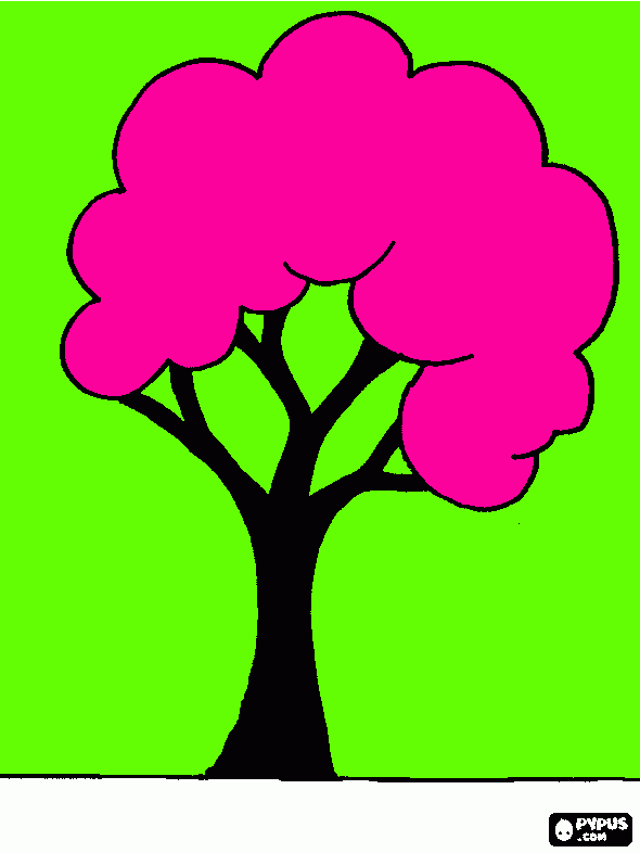 roze boom kleurplaat