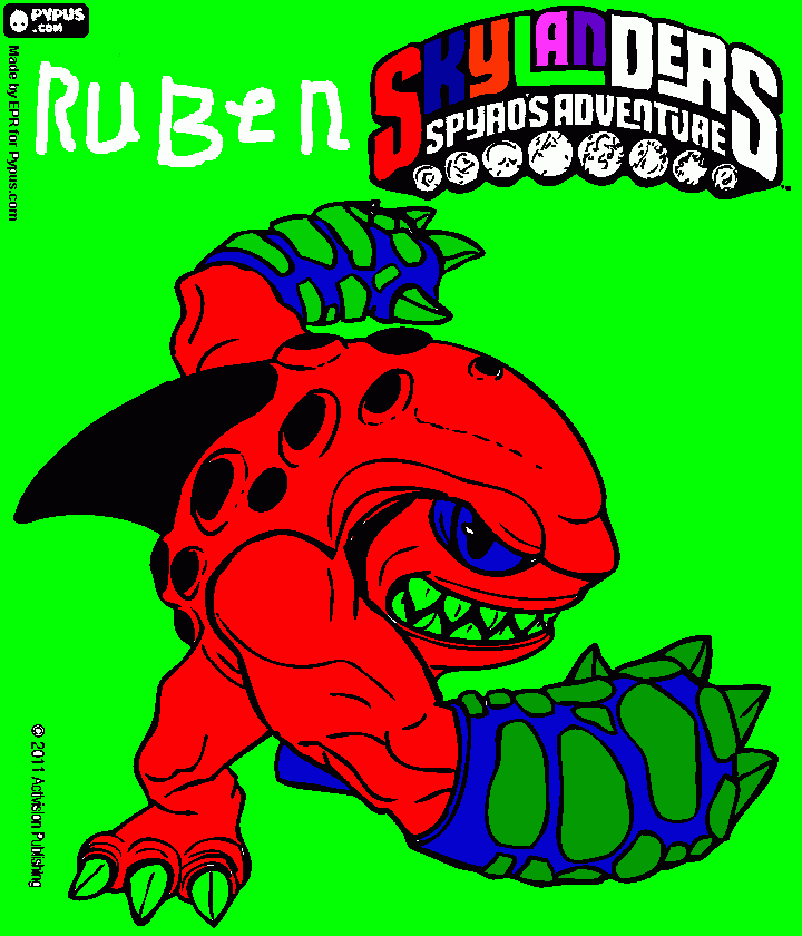 rubens haaien tekeing van skylanders hihi hahaha kleurplaat