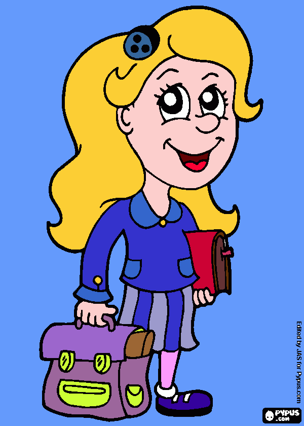 Schoolmeisje kleurplaat
