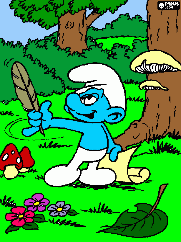 schrijfsmurf kleurplaat