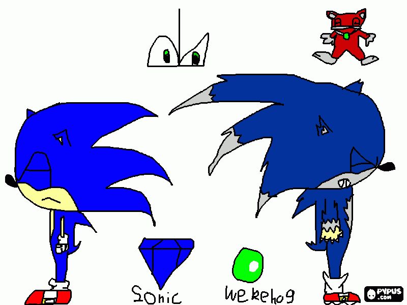sonic en werehog kleurplaat