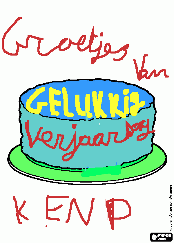 TAART VOOR JE VERJAAR DAG  kleurplaat