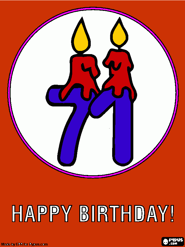 tekening oma 71 jaar gelukkige verjaardag kleurplaat