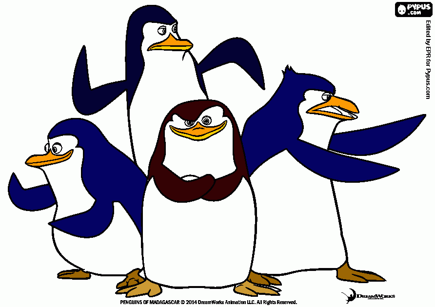 tekening van pinguïns uit Madagaskar kleurplaat