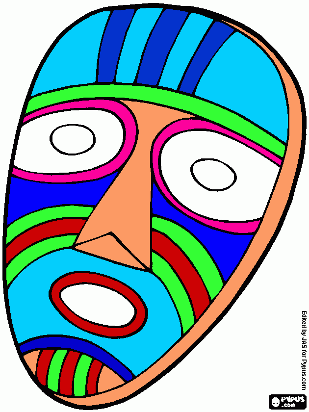 tekening zulu masker kleurplaat