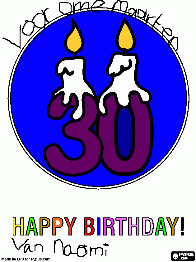 Verjaardag 30 jaar kleurplaat