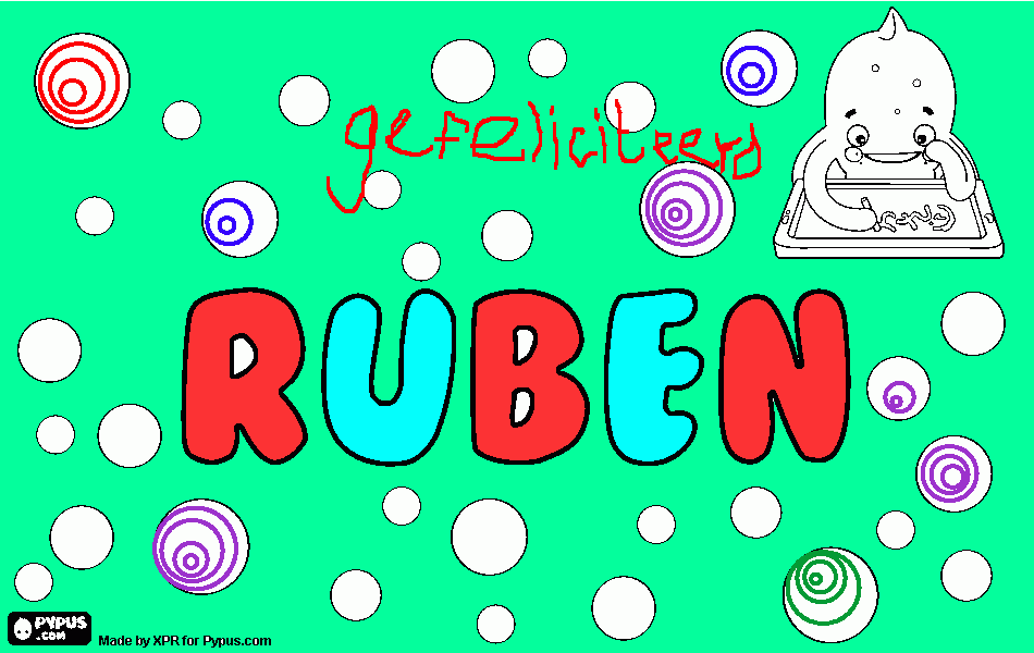  Verjaardag Ruben kleurplaat