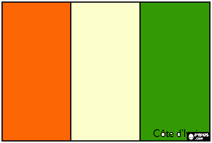 vlag ivoorkust  kleurplaat
