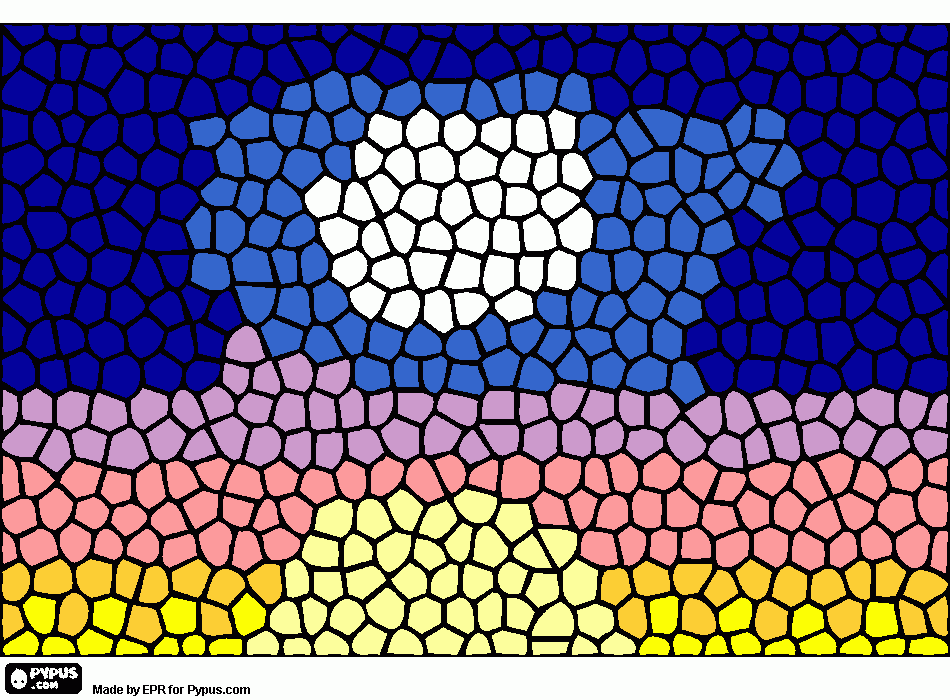 zonsondergang mozaiek kleurplaat
