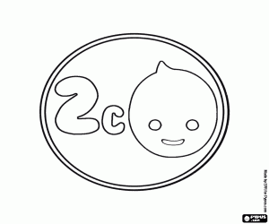 2 cent, een munt van Pypus kleurplaat