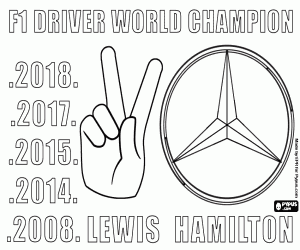 2018 F1 kampioen Lewis Hamilton kleurplaat