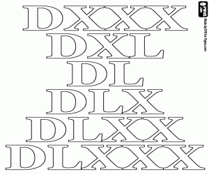 Van 530 tot 580, in Romeinse tientallen kleurplaat