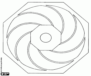 Achthoekige mandala met messen kleurplaat
